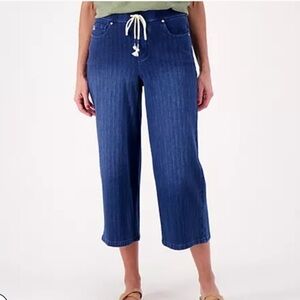 Belle by Kim Gravel Cropped Drawstring Jeans Size 14